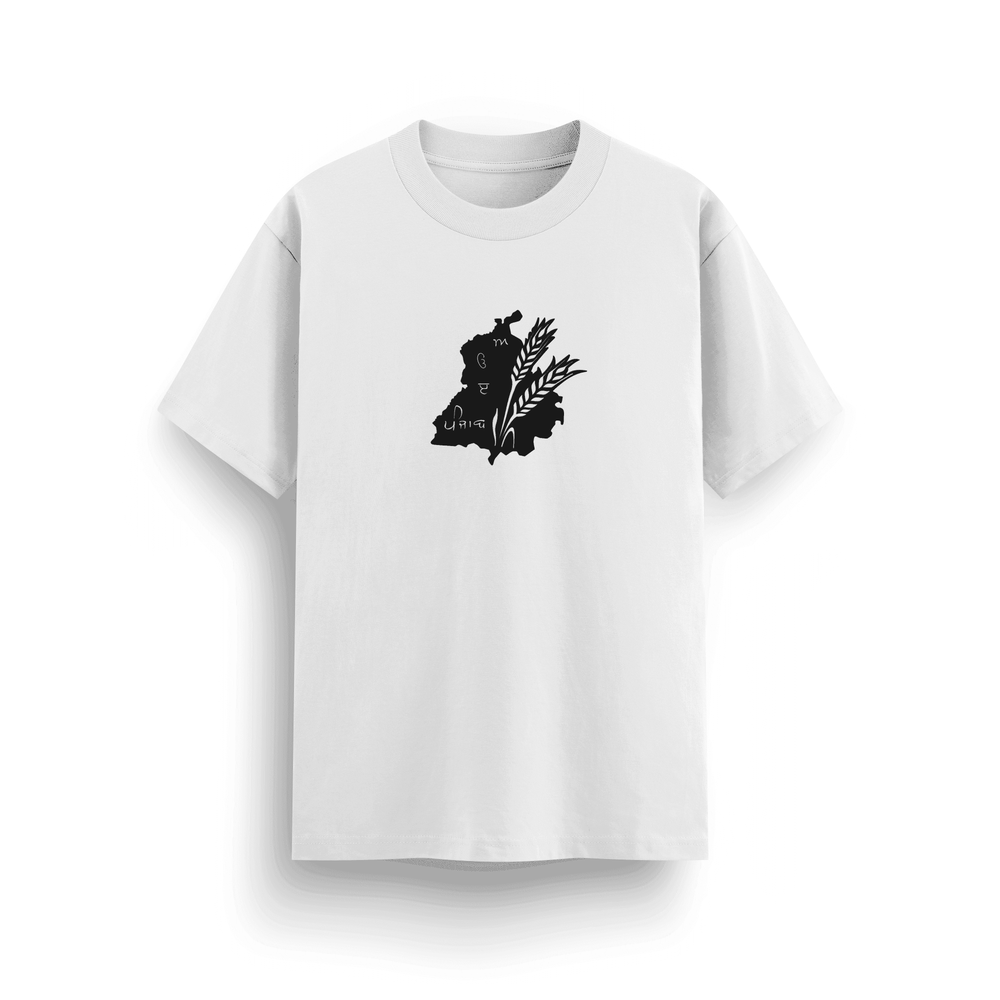 "Panjab Crop" T-Shirt – Classic Fit, 180 GSM, White