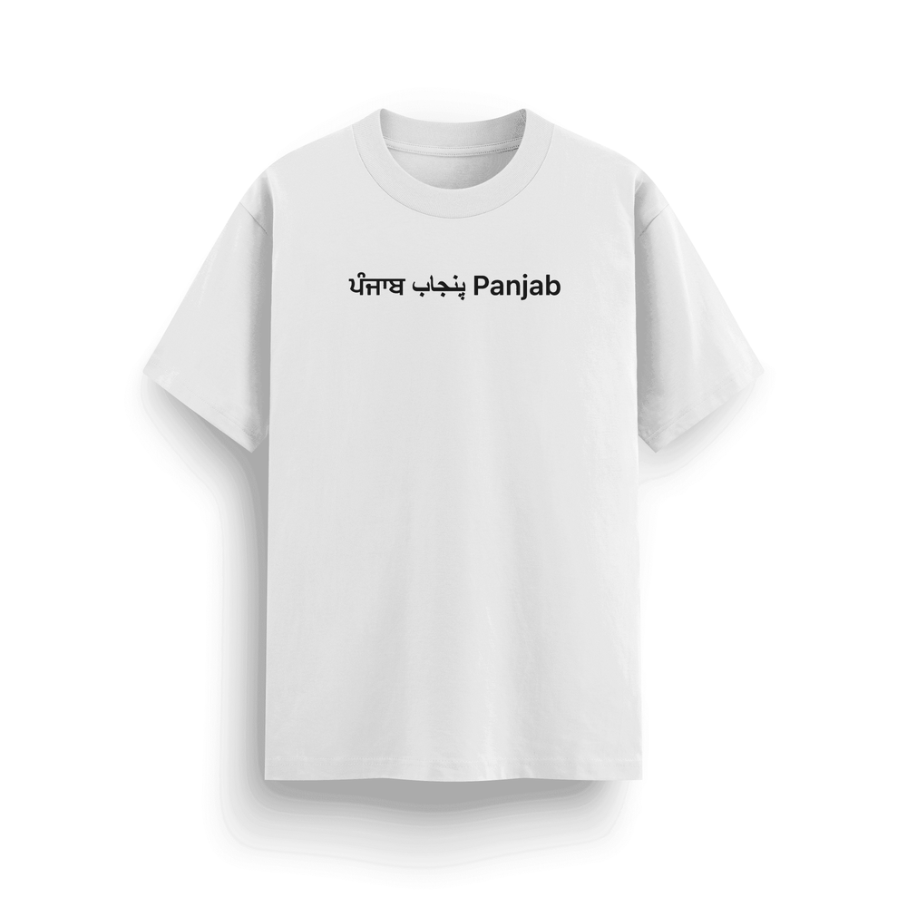 "ਪੰਜਾਬ پنجاب Panjab" T-Shirt – Classic Fit, 180 GSM, White